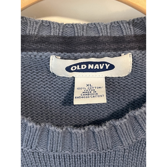 Old Navy Mens Sweater XL Blue Ribbed Round Neck Vintage - Picture 6 of 7